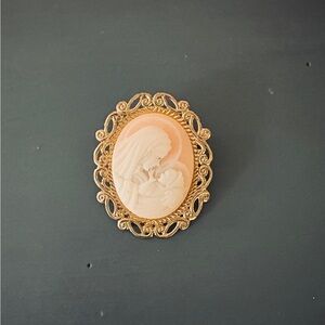 Vintage Cameo Brooch with Gold Frame